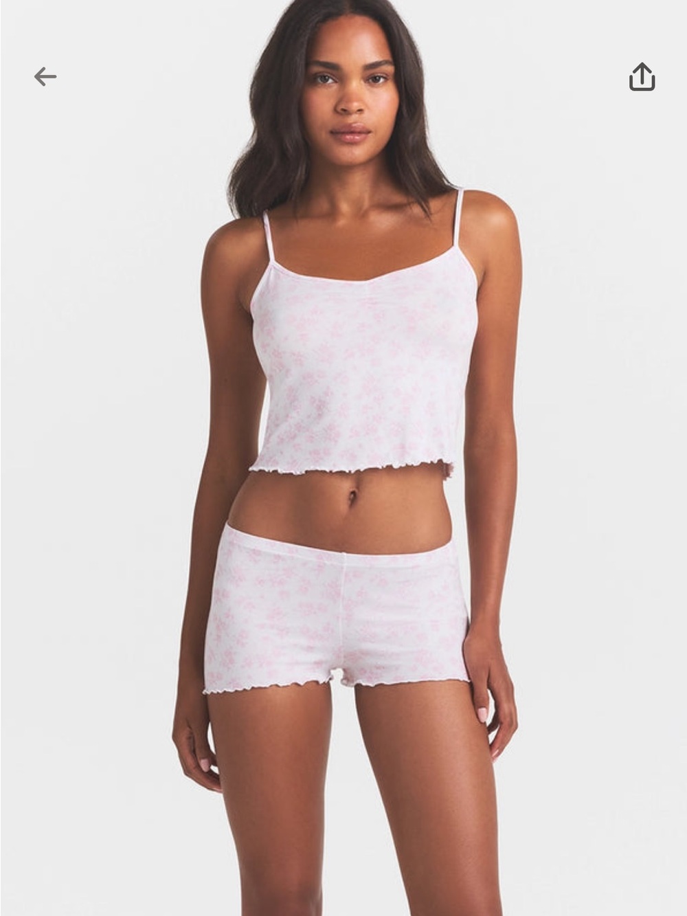 Skims Pink Floral Ribbed Cami & Short Sleep Set size Medium. No flaws